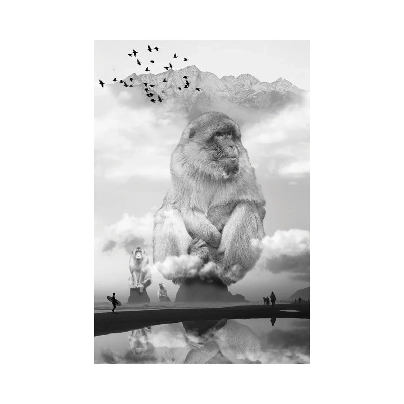 Monkey Sea Monkey Do by David Loblaw - Print on Canvas, 20.32 cm H x 30.48 cm W, Wrapped Canvas