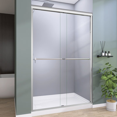 44-48 In. W X 72 In. H Semi-Frameless Sliding Bypass Glass Shower Door In Chrome 1/4 In. Tempered Glass