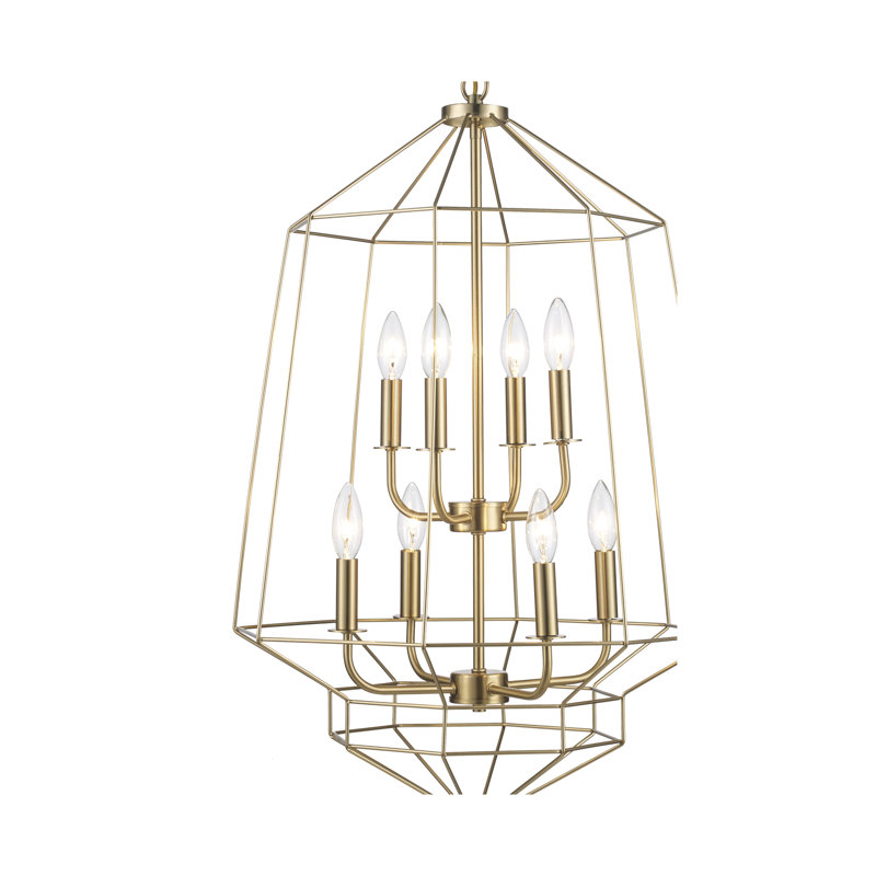 Guillaine 8 - Light Dimmable Geometric Chandelier, Antique Gold