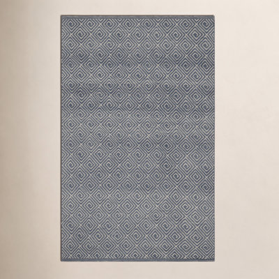 Grey Ivory Hand-Woven Geometric Wool Rug