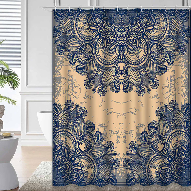 Rideau de douche imperméable à motif floral rétro à motif floral avec 12 crochets, L 72 po x l 84 po