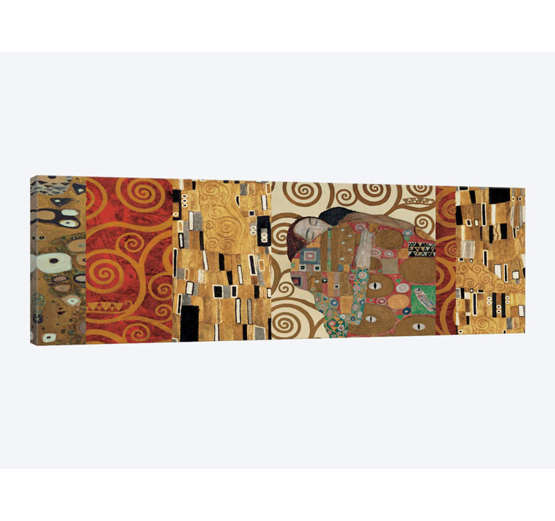 " Klimt Deco " by Gustav Klimt, 12" H x 36" W x 1.5" D, Wrapped Canvas