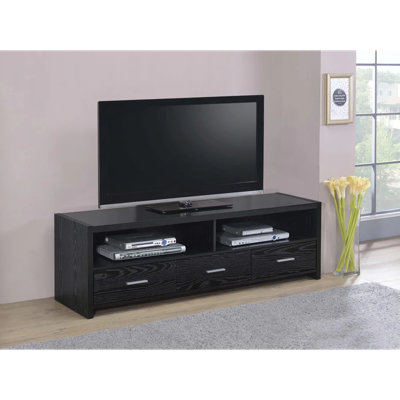 Elegant Design - Kimsey 3-Drawer Engineered Wood 62" TV Stand Black Oak