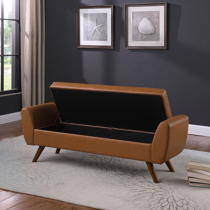 Amsi Upholstered Storage Bench, Carmel Faux Leather
