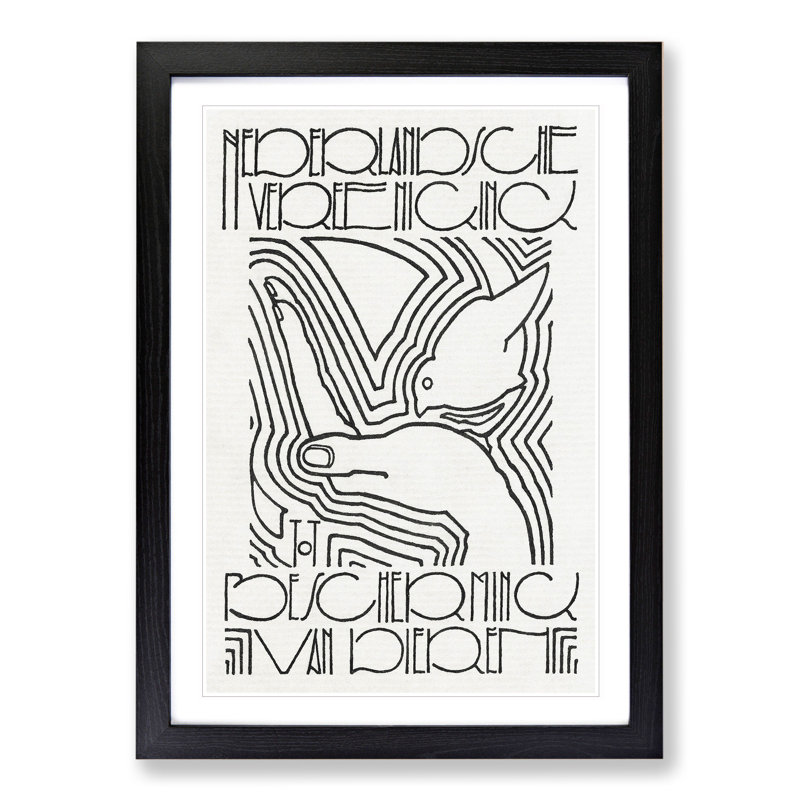 Bird Eating from the Hand by Reijer Stolk - Picture Frame Graphic Art, 36cm H x 27cm W x 2cm D, Black