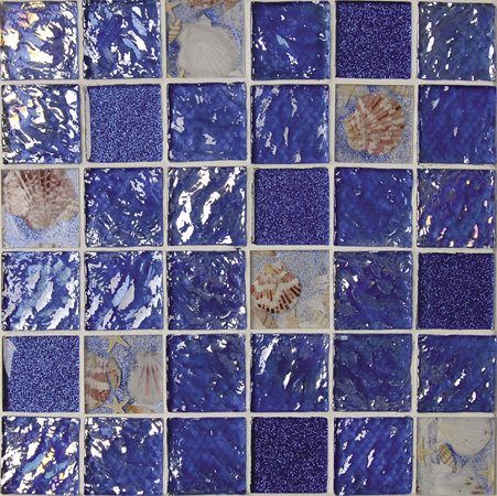 Glass Tile Blend 2" x 2" Glass/Seashell Grid Mosaic Wall & Floor Tile