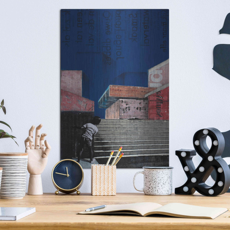 «The Blue Buildings» par DB Waterman, H 16 po x l 12 po