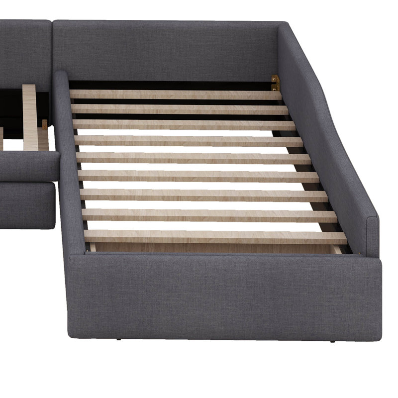 Twin Platforms Bed with Trundle by Latitude Run®, Grey