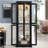 Lighted Glass Curio Display Cabinet With Wood Frame - Elegant Glass Storage For Wine, Toys & Collectibles - Perfect For Living Room, Kitchen & Pantry - Bulb Included, Black-1382651505