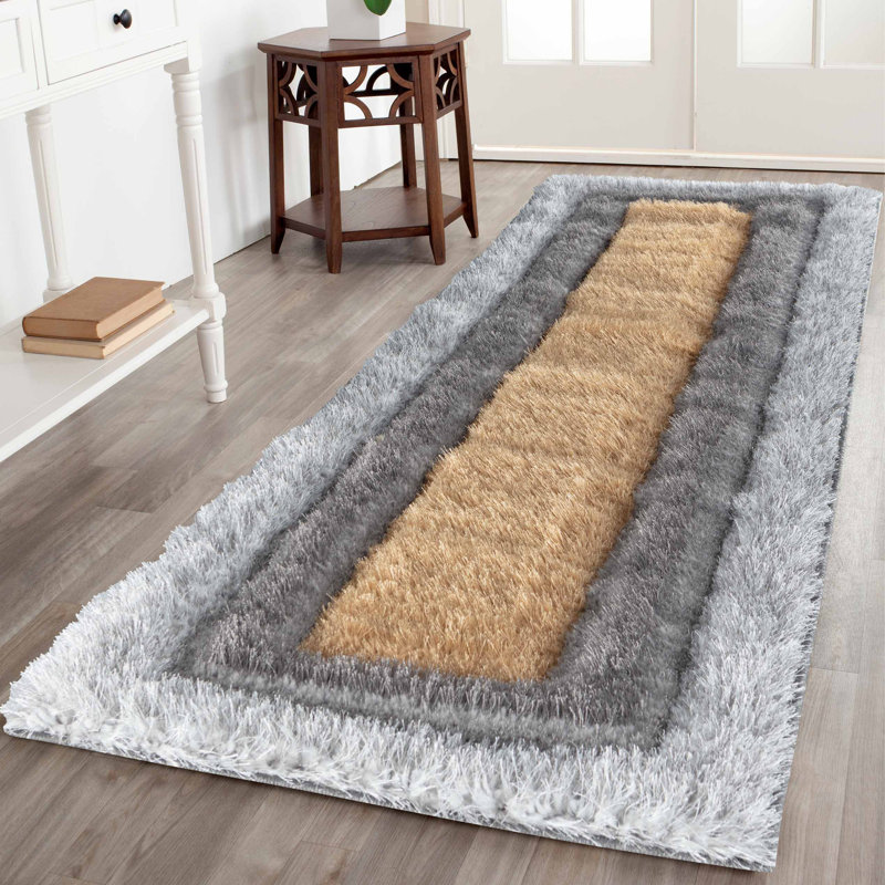 Kiawah Geometric Shag Area Rug, Runner 60 x 220cm