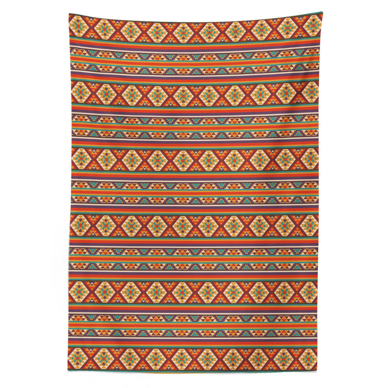 Nappe ambesonne colorée, lignes horizontales d’inspiration mosaïque avec conception graphique, housse de table rectangulaire pour décoration de cuisine de salle à manger, 52 po x 70 po, multicolore