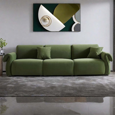 110.24-Inch Green Suede Sofa Romantic and Premium