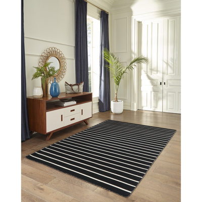 Tapis intérieur / extérieur noir / ivoire Garbrielle