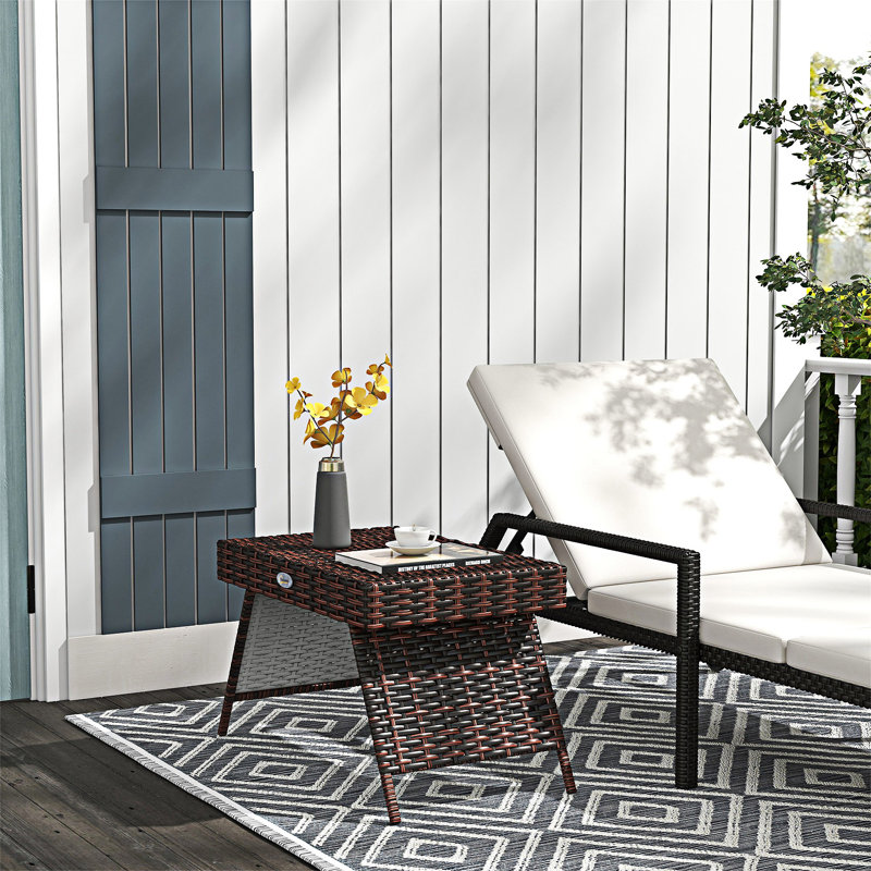 Outdoor Folding Rattan Side Table