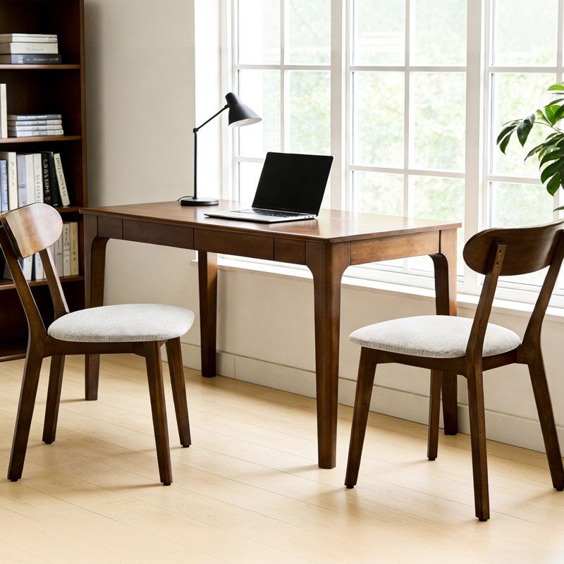 Deux chaises de salle à manger en bois massif de style Mid-Century modernes avec coussins rembourrés courbés et réglables, convenant à la cuisine, au salon, au coussin gris noyer, aux sièges, aux coussins