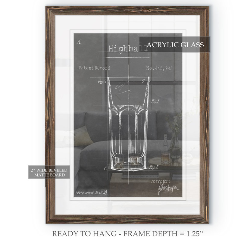 «Barware Blueprint II» par Paul Cezanne - reproduction d'art encadrée, H 22 po x l 18po x P 1,25 po, Papier encadré moka