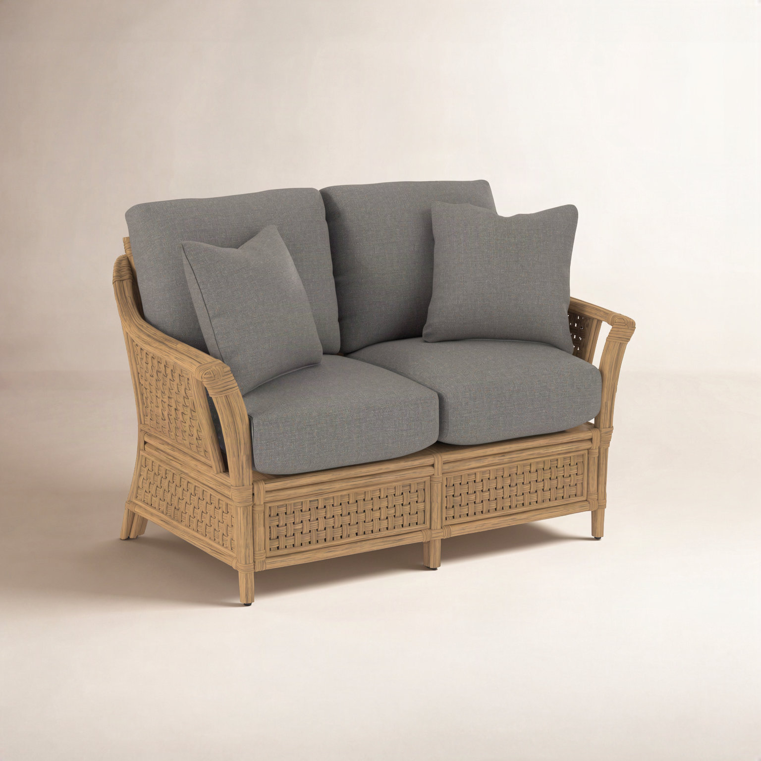 Boca 55'' Upholstered Loveseat, Honey, Gray Sugar Performance;