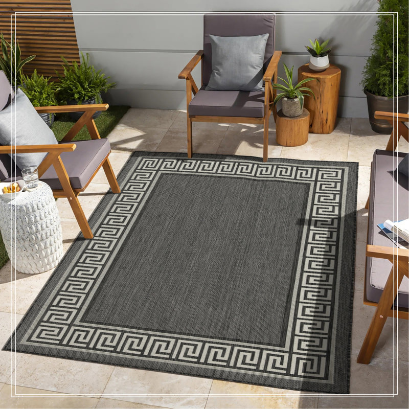 Anthracite  Indoor/Outdoor Area Rug, Rectangle 5'3" x 7'3"