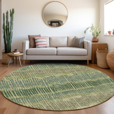 Premium Machine Washable Prisco Green Rug
