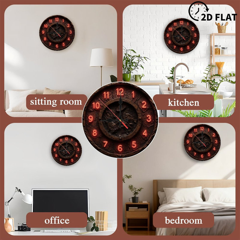 Horloge texturée avec chiffres effet néon