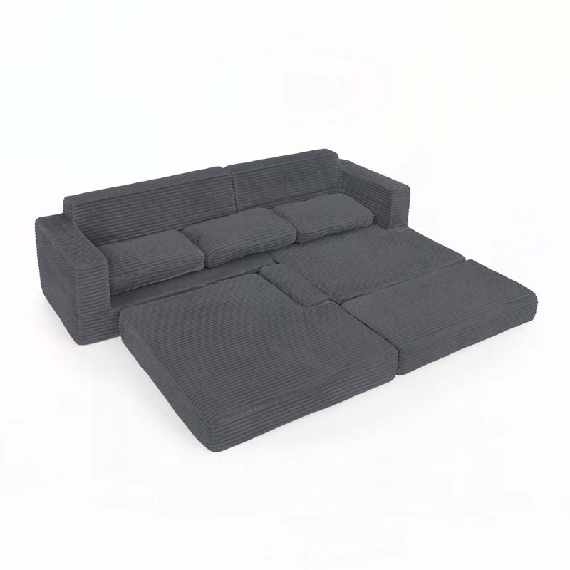 Canapé modulaire en velours côtelé Corduroy, Gris