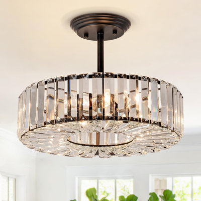 Luminaire suspendu en cristal Crystal, luminaire encastré 4 lumières pour chambre à coucher, salon, cuisine