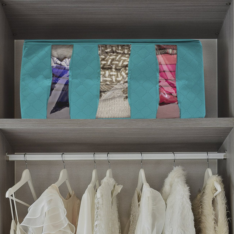 Foldable Storage Bag Organizers, 3 Sections For Clothes, Blankets, Closets, Bedrooms