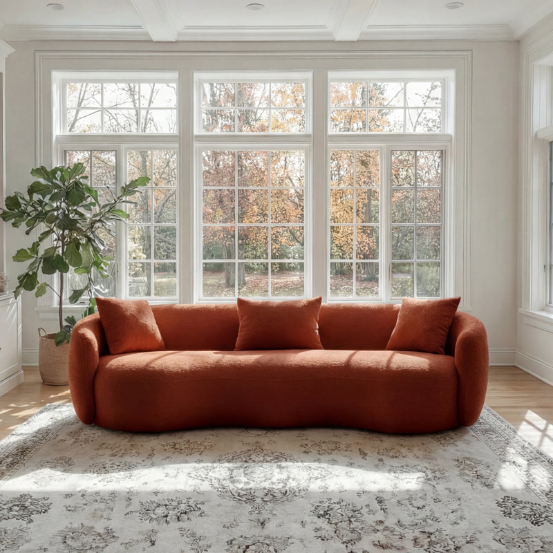 Canapé 93,5 po Mid-Century Curcle, Orange