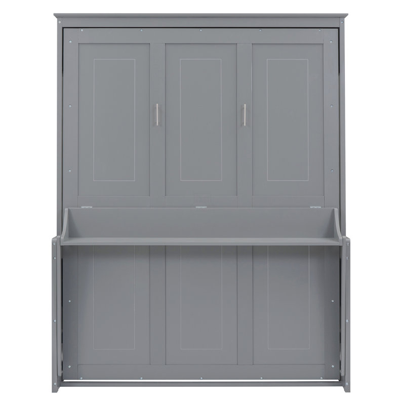 Grand lit escamotable avec tablette, Gris
