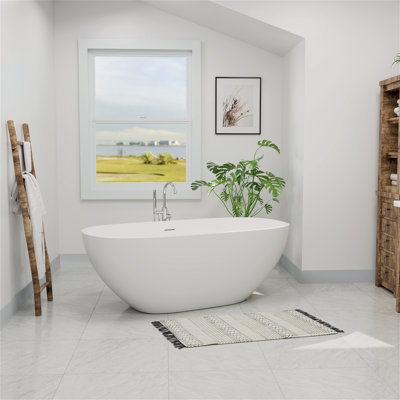 30" Freestanding Soaking Acrylic Bathtub with Pop-up Drain And Overflow, Cupc Certified