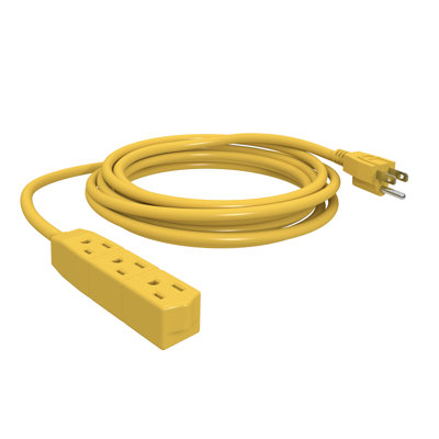 STANLEY® Cordmax Shop 3-Outlet Heavy-Duty Grounded Indoor Extension Cord, 12-Ft., Yellow