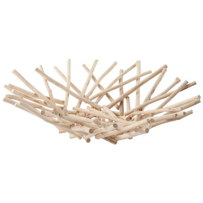 Kutz Wood Abstract Decorative Bowl in Off White