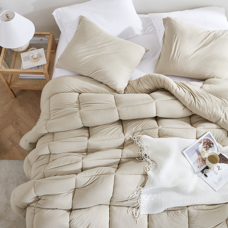 Summertime Coma Inducer Buttery Soft Oversized Comforter, Queen Comforter, Beige