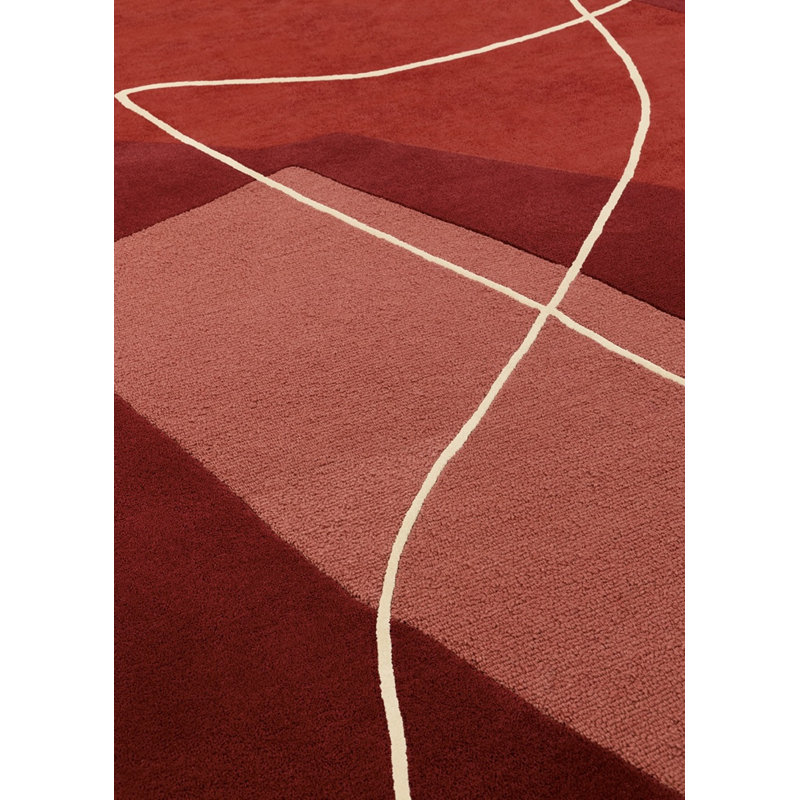Duo Hand Tufted Abstract Area Rug in Red/Cream, Rectangle 5'7" x 7'10"