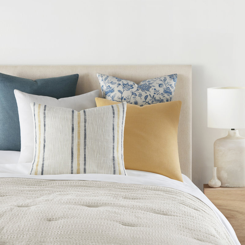 2-Pack Cotton Slub Decor Throw Pillows in Jacobean, Navy/Blue Floral