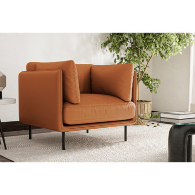 Fauteuil d'appoint en cuir Chloe, cognac