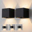 Appliques murales modernes à DEL (ensemble de 2), lumières carrées noires vers le haut, luminaires en aluminium imperméables IP65 pour une utilisation intérieure / extérieure-364020274
