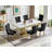 Rectangle Dining Table Set, Faux Marble Dining Table & Velvet Chairs with Stainless Steel Pedestal, 68" Dining Room Table and Chairs Set, Luxury Dining Table Set-396457671-396457720-396457725