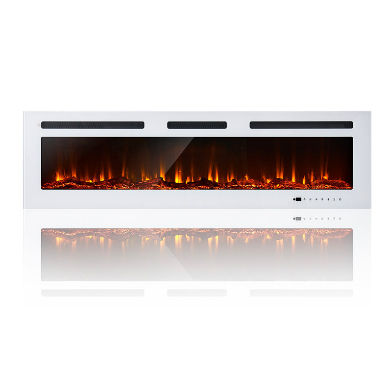 Electric Fireplace Recessed And Wall Mounted, Fireplace Heater With Touch Screen And Remote Control, Adjustable Flame Color, 750w/1500w