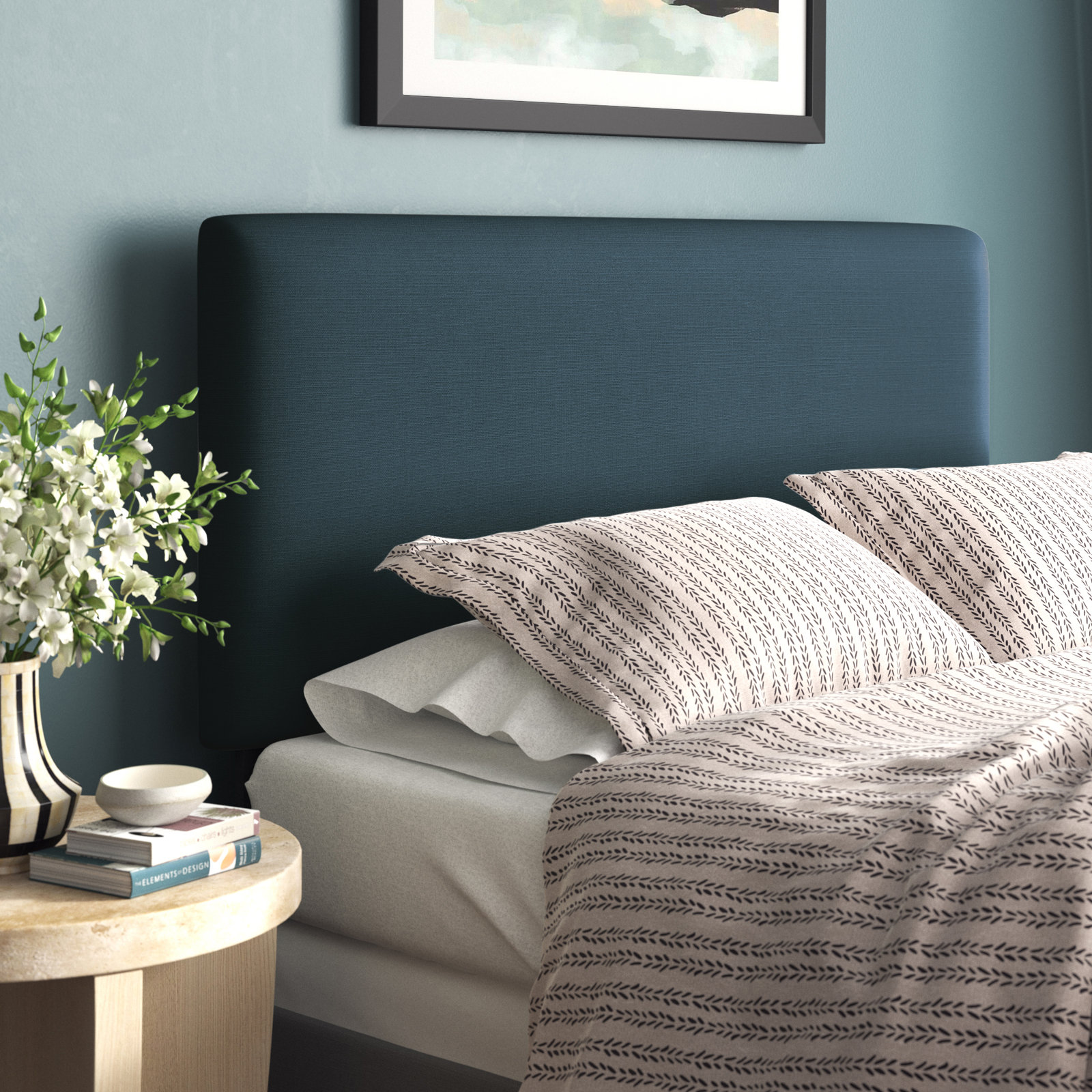 Eisley Upholstered Headboard, King, Classic Navy Linen
