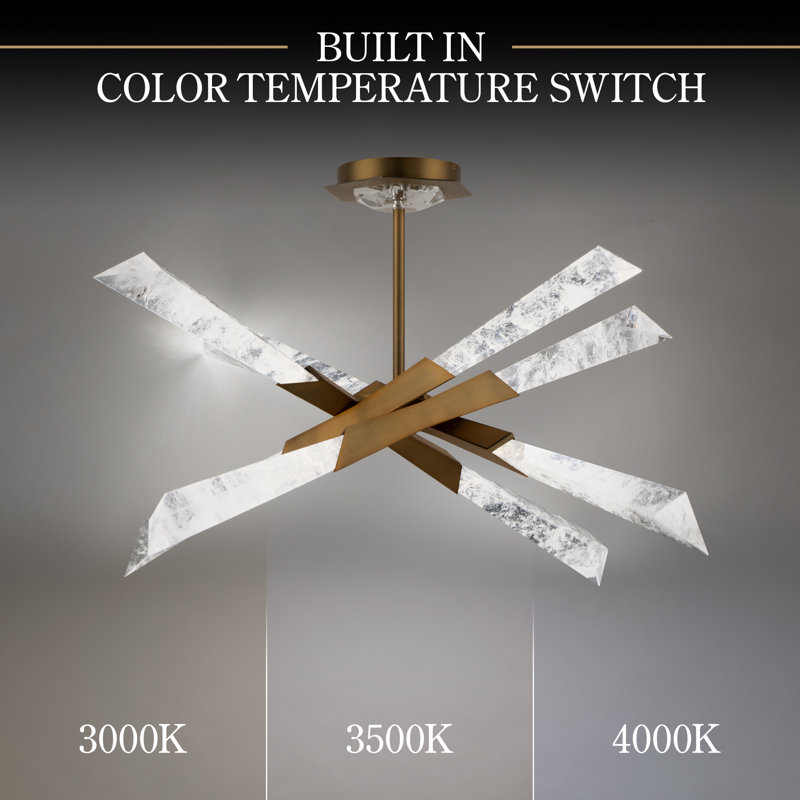 Solitude 8 Light Crystal LED Semi-Flush Mount, Aged Brass