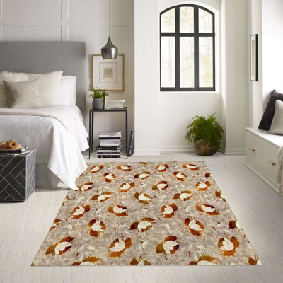 Tapis brun intérieur / extérieur rectangulaire en polyester tissé à la machine