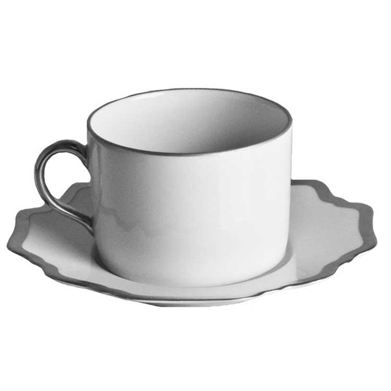 Annas Palette 6" Tea Saucer, White/Platinum