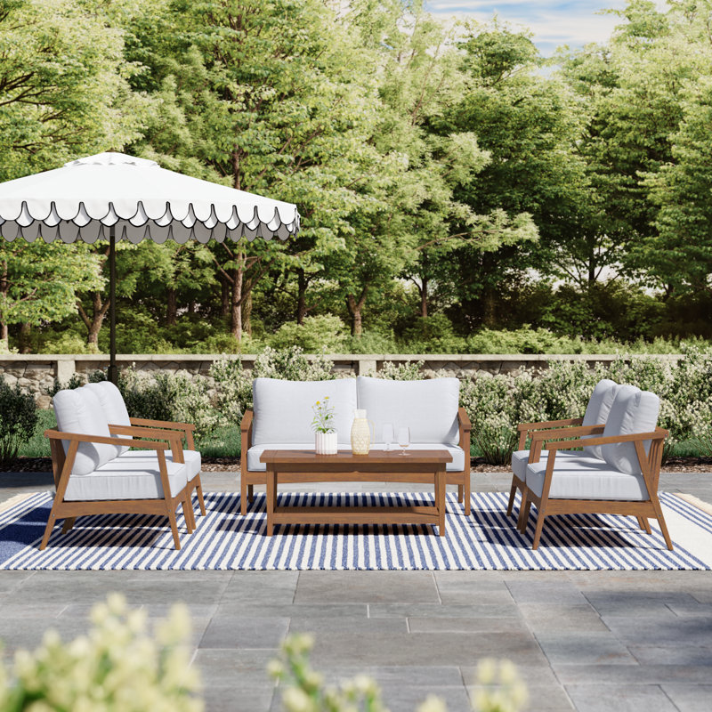 Akiva Eucalyptus 6 - Person Patio Conversation Set with Cushions