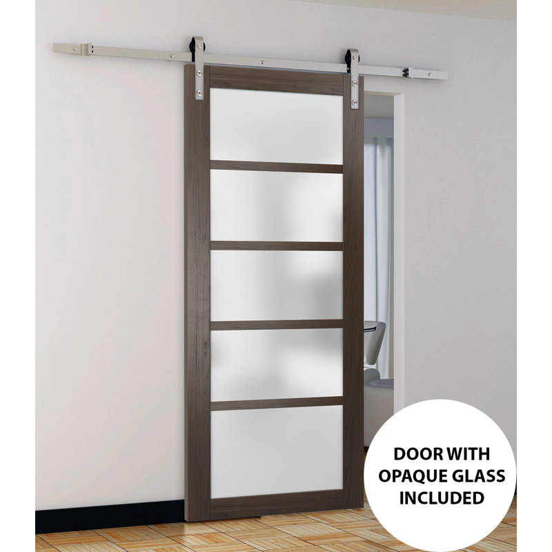 Porte de grange en bois givré Quadro, 18 po x 96 po