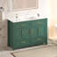 Ensemble de meuble-lavabo vert 48 po avec lavabo en résine, armoire de rangement abondante - 4 portes à fermeture douce et 4 tiroirs