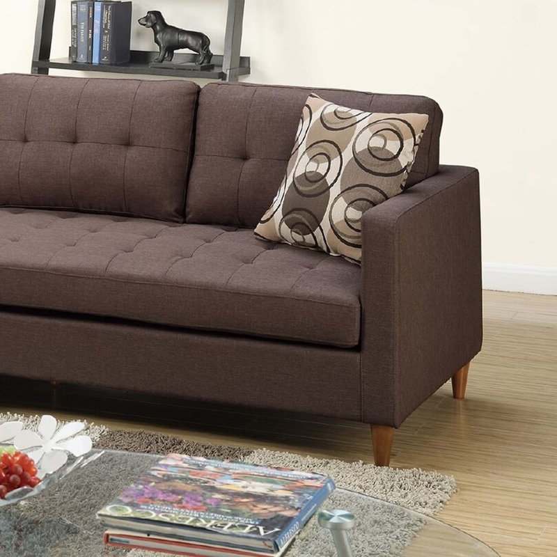 Haskell 86" Wide Reversible Sofa & Chaise, Chocolate Fabric