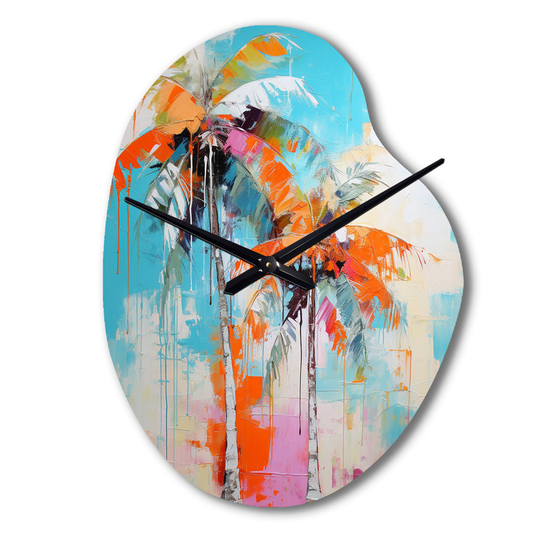Palm Trees Palm VI - Pear Shape Large Palms & Palm Trees 3D Wall Clock, Small