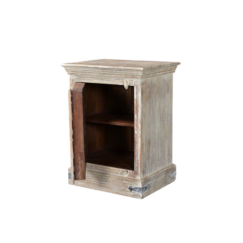 Table de chevet 1 porte Bibbins, Gauche, Blanc sable