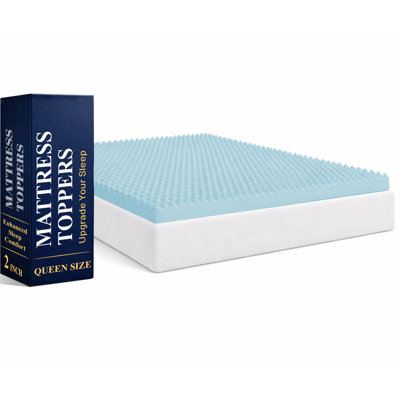 Gel Memory Foam Convoluted Toppers with Orthopedic Benefits, Relieves Pain & Provides Back Support